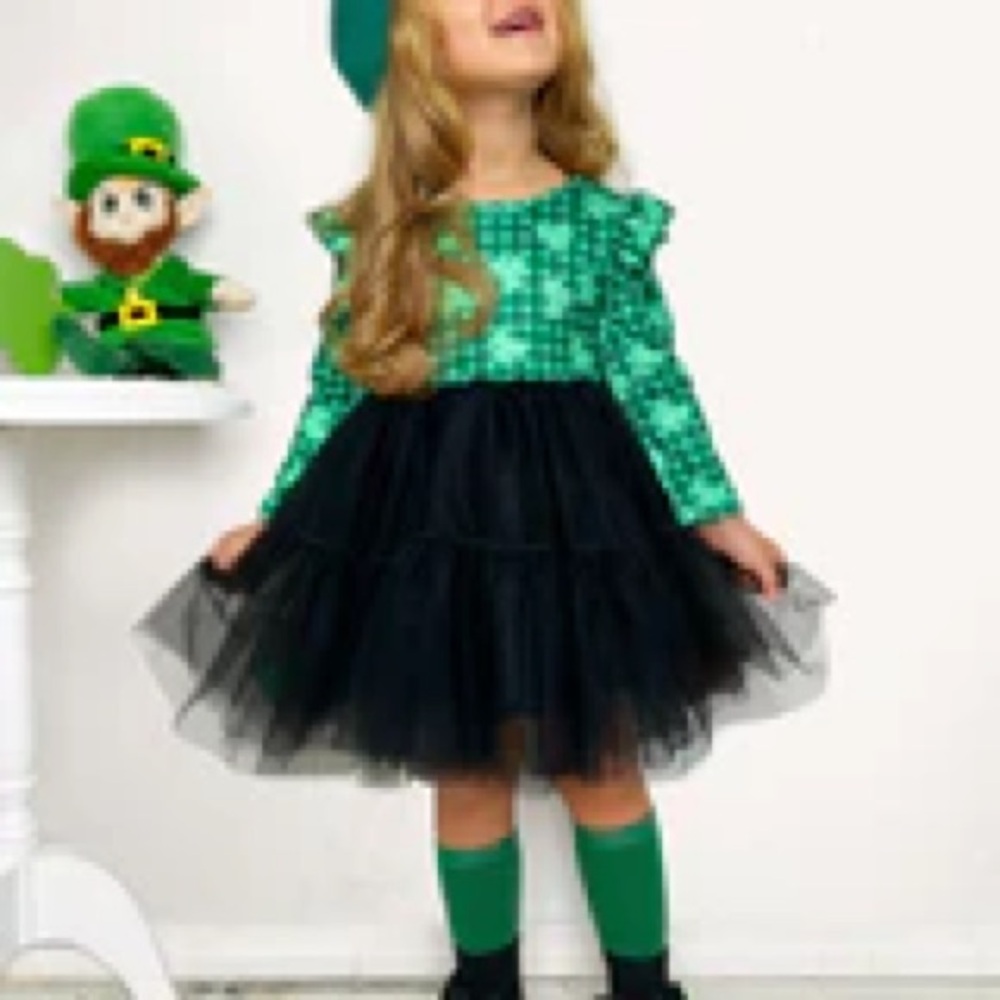 Green and Black Girls  St Patrick’s Day Dress Mia Belle Girls